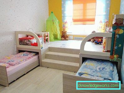 Design dětského pokoje pro dvě dívky různého věku